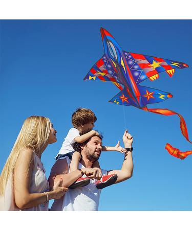Large Flerigh Plane Kite for Kids and Adults | Easy to Fly & Assemble | Ideal for Beginners & Professionals | Beach & Outdoor Activities | Ages 4-12 - Buy Online on SooperMarket.com