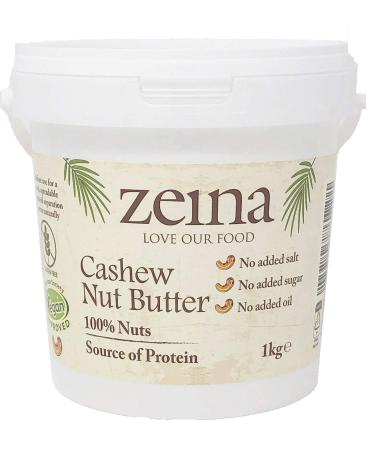 Zeina Cashew Butter (1Kg) - Roasted Smooth Cashew Nut Butter with Source of Protein Vegan Approved and Gluten-Free for Healthy Snacks Home Cooking and Baking