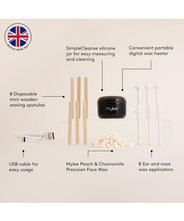 Mylee Let s Face It Wax Kit Professional Facial Waxing Kit with Black Mini Heater 50g Precision Face Wax Beads (Peach & Chamomile) Wooden Waxing Spatulas Ear & Nose Wax Applicators & USB Cable - Buy Online on SooperMarket.com