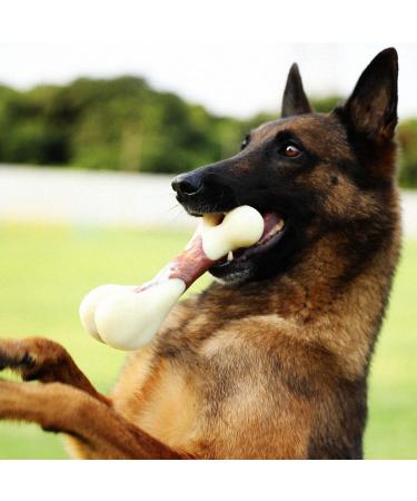 Tikaton Indestructible Dog Chew Toys - Real Beef Flavor for Large, Medium & Small Puppies | Durable Teething Bones for Aggressive Chewers - Buy Online on SooperMarket.com