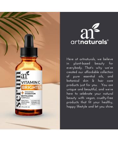 ArtNaturals Anti-Aging Vitamin C Serum with Hyaluronic Acid & Vit E - 1 Fl Oz - Fades Age Spots, Repairs Wrinkles & Sun Damage - 20% Vitamin C - Buy Online on SooperMarket.com