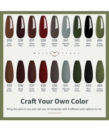 Lavender Violets 13 Pcs Gel Nail Polish Set 9 Misty Forest Autumn Winter Colours Nail Art UV LED Soak Off Christmas Green Manicure With Base Coat Matte n No Wipe Top Coat Nail File C680 Misty Forest-680 - Buy Online on SooperMarket.com