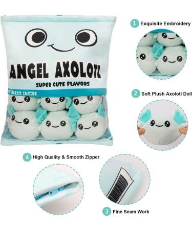 HXPLN Cute Snack Pillow Axolotl Plush Doll - Kawaii Pudding Cushion Gift for Kids - 6 Blue Axolotls Included - Buy Online on SooperMarket.com