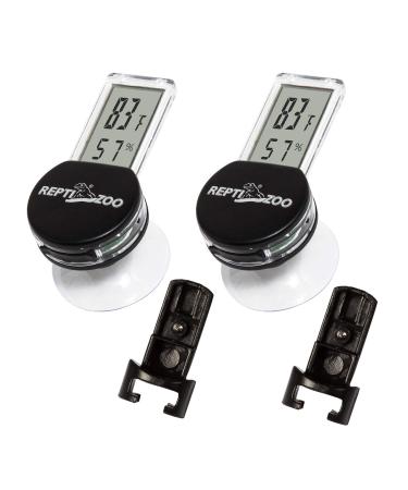 REPTI ZOO 2 Pack Reptile Terrarium Thermometer Hygrometer Digital Display Pet Rearing Box Reptiles Tank Thermometer Hygrometer with Suction Cup