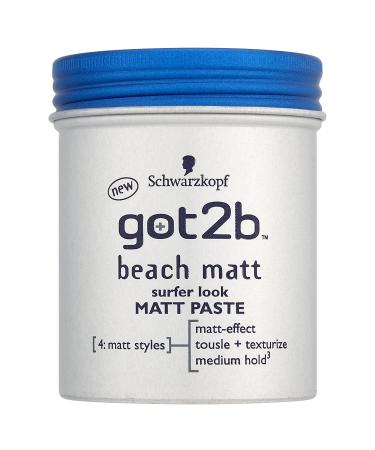 GOT2B Beach Styling paste for matt surfing looks hairwax for men to scrub texture or tame without sticking medium hold (100 ml) 1 pack unpared 100 ml (1 Pack)