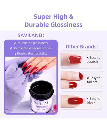 SAVILAND 100G Base & Top Gel Set - No-Wipe Glossy Nail Polish for Home Salon | UV LED Long-Lasting Coating - Buy Online on SooperMarket.com