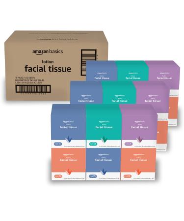 Amazon Basics Ultra Facial Tissue with Lotion18 Cube Boxes - 75 Tissues per Box -1350 Tissues Total (Previously Solimo)