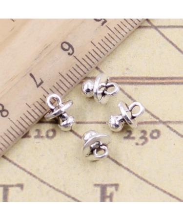 VRUESH 60 pieces Charms Baby Schnuller Binky bite ring 9 x 7 x 6 mm Tibetan silver color trailer Antique z Production of DIY manual work handicrafts standard