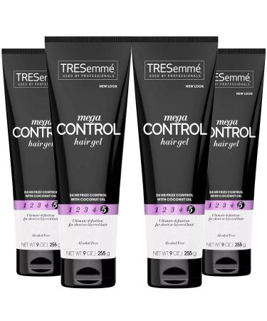TRESemme Hair Gel Mega Sculpting Hold for Edge Control Frizz Control and Curly Hair with Coconut Oil 9 Ounce (Pack of 4)
