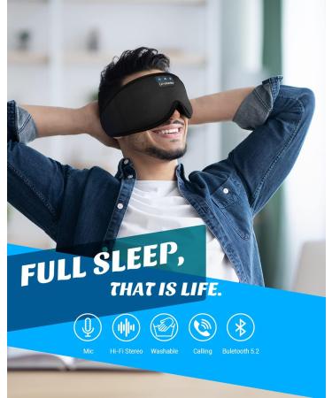 Sleep Mask with Bluetooth Earphones Sleep Headphones Bluetooth Blackout Wireless Eye Mask & Blindfold for Night's Sleep Travel Nap Office Cool Tech Gadgets for Women's Day Gift Headphones Bluetooth Wireless Ice Silk Lining - Black - Buy Online on SooperMarket.com