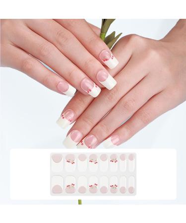 Semi Cured Gel Nail Strips Gel Nail Stickers - 16 Pcs Nail Stickers for Nail Art - Soft Self-Adhesive Gel Nail Wraps Easy Apply & Remove for Salon-Quality Manicure Kit (UV/LED Lamp Required)(BSG-0447)