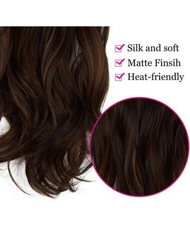 Halo Wavy Curly Synthetic Hair Extensions 20 Inch - Dark Brown Mix Light Auburn - No Clip Hidden Wire - Heat Resistant Fiber - OMGREAT - Buy Online on SooperMarket.com