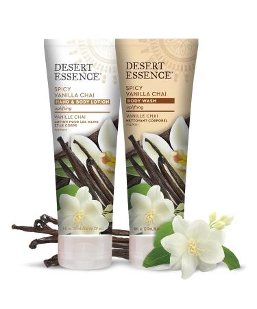 Desert Essence Spicy Vanilla Chai Hand & Body Lotion - 8 fl oz | Uplifting, Smoothes & Softens Skin | Aloe Vera, Shea Butter, Vitamin E - Buy Online on SooperMarket.com