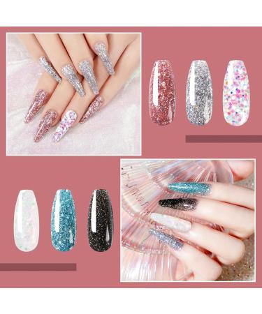 ROSALIND Blue Glitter Poly Nail Gel Set - 6PC 15ML Colors for Super Shiny Diamond Nail Extensions - Easy & Trendy Gel Nails for Beginners - Buy Online on SooperMarket.com