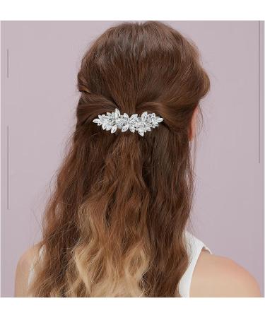 Crystal Pearl Rhinestone Barrette 2Pcs - Elegant Wedding Hair Accessories for Women - Buy Online on SooperMarket.com