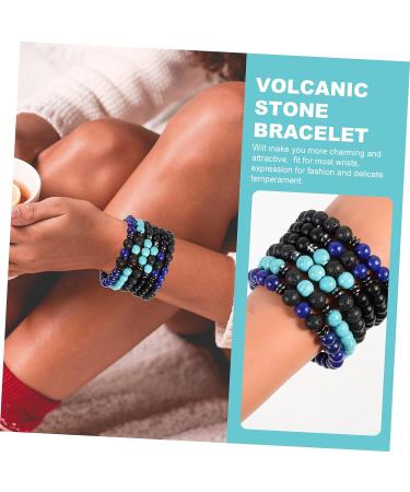 Healvian 12 Pcs Volcanic Stone Bracelet Set - Anti Nausea & Motion Sickness Jewelry for Women - Obsidian Magnetic Therapy Anklet & Wrist Chain - Assorted Colors - Buy Online on SooperMarket.com