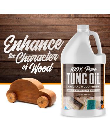 Pure Tung Oil - 1 Gallon (128 Fl Oz) for Wood Finishing | 100% Pure Ideal for Furniture Polish & Restoration | International Shipping Available - Buy Online on SooperMarket.com