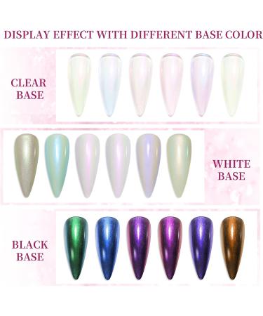 MIZHSE Chrome Nail Powder Set - 6 Colors Mermaid Aurora Moonlight Effect - Nail Art Pigment for Gel Polish - Mirror Effect Glitter Powder - Easy DIY Nail Studio - MJF002 - Buy Online on SooperMarket.com