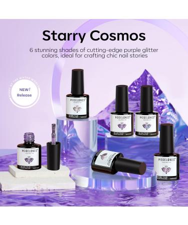 Modelones Purple Glitter Gel Nail Polish 6 Colors Shimmer Violet Mermaid Gel Polish Cat Eye Sparkle gel nail Soak Off Led Summer Nail Gel Polish for Women Girl DIY Nail Art Gift Purple Gliiter - Buy Online on SooperMarket.com