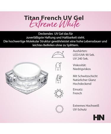 HN Hollywood Nails - Titan French UV Gel - Extreme White for Perfect French Manicure | International Shipping Available - Buy Online on SooperMarket.com