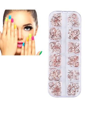 Artistic Nail Studs Rose Gold Hollow Nail Stickers Nail Art DIY Geometry Circle Decoration Manicure Decor Nail Art Christmas