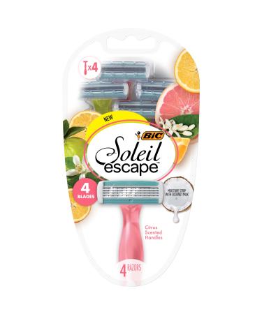 BIC Soleil Escape Women's Disposable Razors With 4 Blades for a Sensorial Experience and Comfortable Shave, Pack of Citrus Scented Handle Shaving Razors for Women, 4 Count 4 Count (Pack of 1)