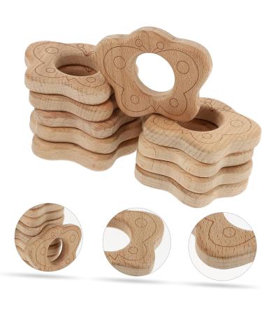Didiseaon 10pcs Wooden Teething Pendant for Babies - Beech Wood Teether with Cartoon Design 5X6.3CM - Buy Online on SooperMarket.com