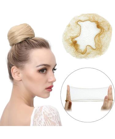 Invisible Hair Nets for Women - 20pcs Blonde Elastic Edge Mesh Hair Bun Nets - Ideal for Ballet, Gymnastics - 50cm/20inch - Buy Online on SooperMarket.com