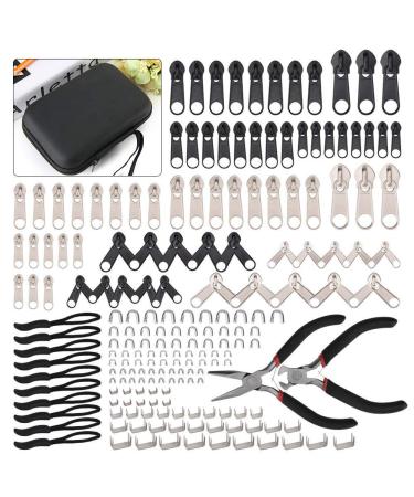 Zipper Repair Kit 197 Pcs Zipper Replacement with Two Installation Pliers for Sleeping Bags Jacket Tent Luggage Backpacks