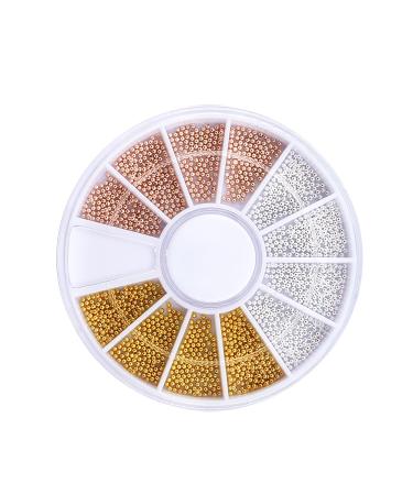 WEILUSI 3D Mixed Nail Art Steel Studs Mini Metal Caviar Nails Beads Ball Gold Silver Rose Gold Nail Ball Design for Women Nail DIY Tools Manicure Decorations 1mm gold silver rose gold mini bead