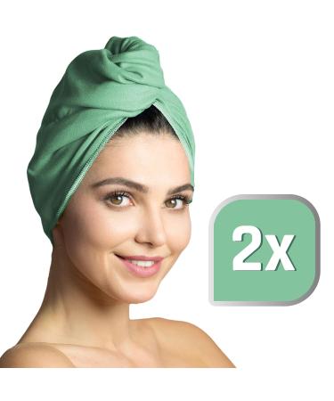 Haarurban Microfiber Turban Towel Set - Strong Suction Quick Drying - 2 Pieces (Mint) - Best Hair Towel for Effortless Drying - Buy Online on SooperMarket.com