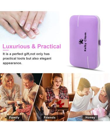 10pcs Professional Stainless Steel Manicure Pedicure Set for Travel - Violet - Buy Online on SooperMarket.com
