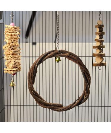 LIMIO 7 PCS Bird Parrot Swing Chewing Toys - Natural Wood Perch and Cage Toys for Small Parakeets, Cockatiels, Conures, Finches, Budgies, Parrots, Love Birds - Buy Online on SooperMarket.com