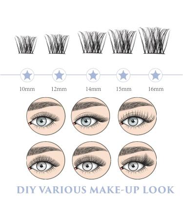 Individual Cluster False Eyelashes Kit | 50 Pcs Russian Strip Lashes | C CC D Curl | DIY Fluffy & Natural Soft Reusable Lashes | 10-16mm | Includes 1 Glue - OP12 - Buy Online on SooperMarket.com