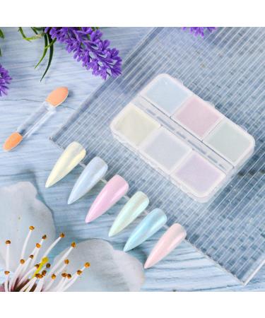 URAQT Chrome Nail Powder Set - 6 Colors Holographic Glitter Dust Powders for Manicure - Mirror Effect Pearl Pigment with Sponge Brush - DIY Nail Art Decoration - Buy Online on SooperMarket.com