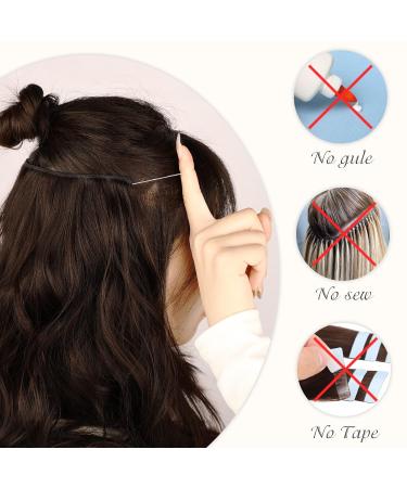 MORICA 20 Inch Invisible Wire Hair Extensions | Auburn Halo Hairpiece - Long Wavy Synthetic Hair | Adjustable Size & 4 Secure Clips for Women - Buy Online on SooperMarket.com