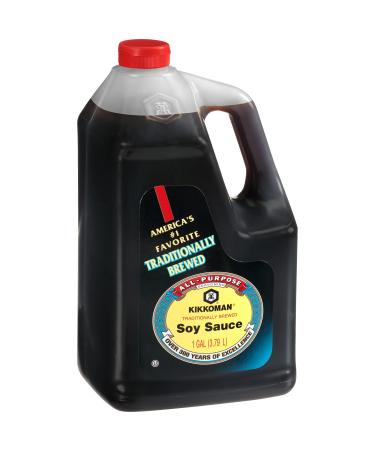 Kikkoman Traditionally Brewed Soy Sauce, 1 Gallon (Pack of 1)