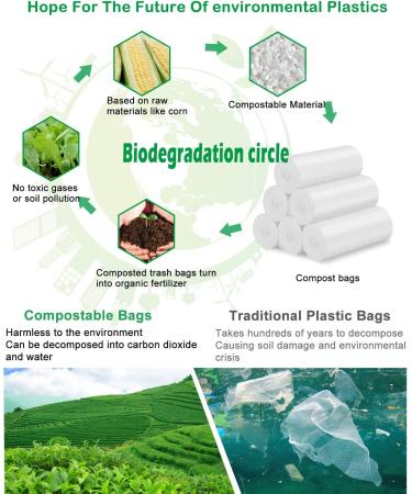 1.2 Gallon Compostable Trash Bags - Small Strong Garbage Bags for Bathroom, Office, Kitchen - Fits 4.5-5 Liter Cans - White Compost Bags - Buy Online on SooperMarket.com