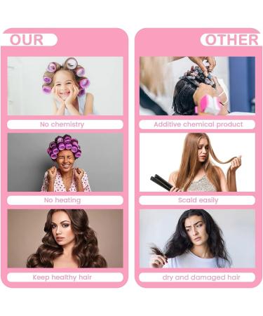 Jumbo Hair Rollers Set Hair Rollers Self Grip Curlers For Long Hair No Heat Curlers Heatless Hair Rollers With Clips & Comb 24 Packs (Red 24Pcs) - Buy Online on SooperMarket.com