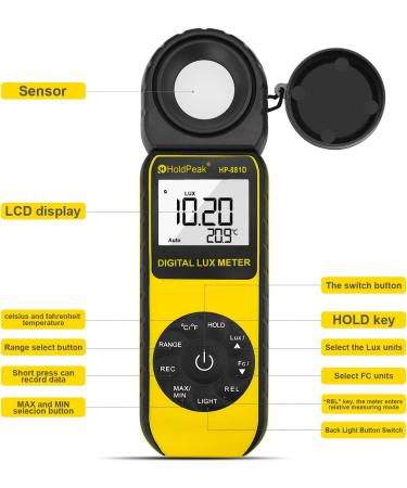 HOLDPEAK HP-881D Digital Lux Meter 2PCS | 1-400,000 Lux Measuring Range | For LED Lights, Plants, Indoor, Outdoor | Lumen Meter & Illuminometer - Buy Online on SooperMarket.com