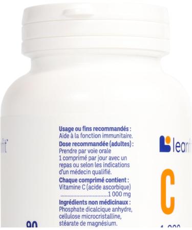 LEANFIT Vitamin C 1000mg 90 Tablets - To Fight a Cold Take This - Supports Immune Health & Provides Antioxidant Protection - Vegan Sugar-Free Non-GMO Gluten-Free - Buy Online on SooperMarket.com