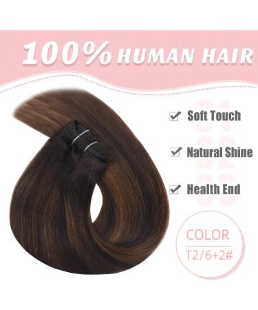 Vlasy 16 Inch Clip in Human Hair Extensions T2/6+2# - Seamless Straight Thick Weft for Women - 80g - Buy Online on SooperMarket.com