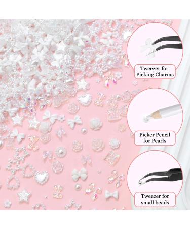 RODAKY 1000PCS Nail Charms - 3D Bows Hearts & Butterflies | Assorted Nail Art Decorations & Flatback Pearl Beads for DIY Manicure - Buy Online on SooperMarket.com