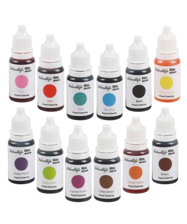 12 Colors Food Coloring, ideallife Food Grade Vibrant Cake Food Coloring Set for Baking Decorating Fondant and Cooking - Upgraded Liquid Concentrated Icing Food Color Dye for Slime Making DIY Crafts