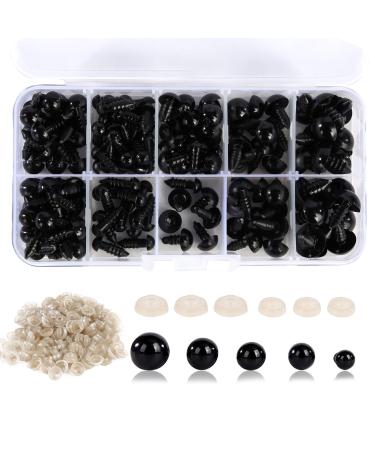 Vanblue Safety Eyes 300Pcs 6-12 mm Plastic Safety Eyes Craft Eyes with Washers for Amigurumi Stuffed Animal Crochet Projects Teddy Bear Puppet Toys DIY Crafts Making