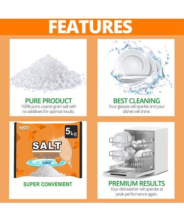 dishwasher salt 5kg powerful crystal limescale remover on your glassware and water softener life & improving its performance 99% purity (2 pack) - Buy Online on SooperMarket.com