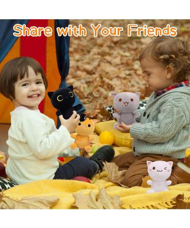 4PCS Mini Cat Plush Set - Kawaii Stuffed Animal Kit for Kids - Cute Cat Dolls for Halloween & Christmas - Black, Yellow, Grey, White - Buy Online on SooperMarket.com