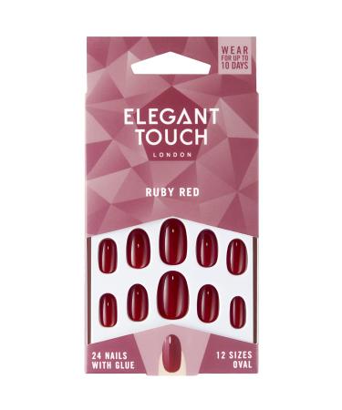 Elegant Touch Colour False Nails Ruby Red 24 Piece Assortment RUBY RED 24 Piece Assortment