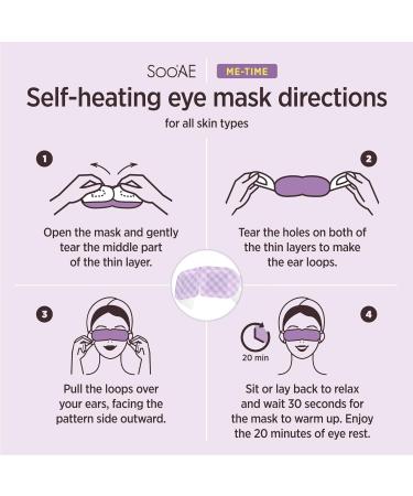 Soo AE Me-Time Lavender Self-Heating Eye Mask 6 Count - Relief from Eye Fatigue & Dry Eyes - Moist Hot Compress Patch for Sleeping - Made in Korea - Buy Online on SooperMarket.com