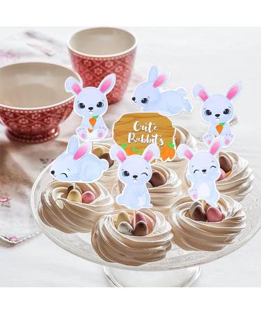 Easter Bunny Cake Decoration Set - 36 Rabbit Cupcake Picks & Kids Birthday Party Decor - Buy Online on SooperMarket.com